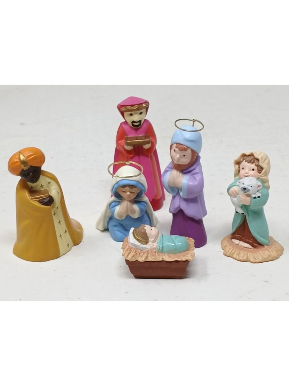 Mini Nativity 6Pc Baby Jesus Wise Men Mary Joseph Shepherd Hallmark 1980s #M23